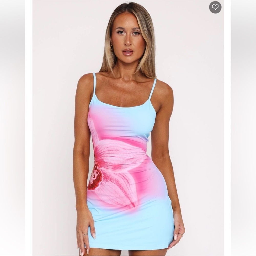 White fox Pink and Blue Floral Mini Dress